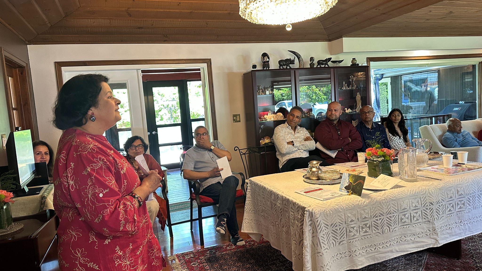 A member presenting, seen closer