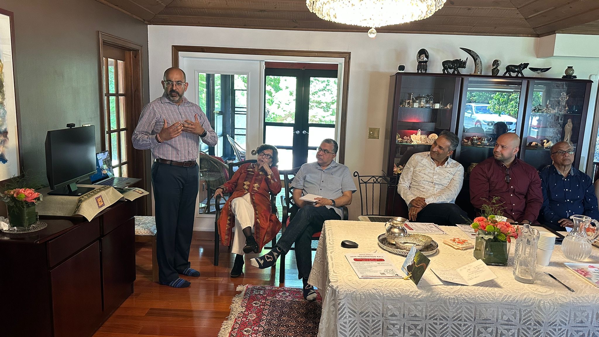 A trustee presenting to seated members