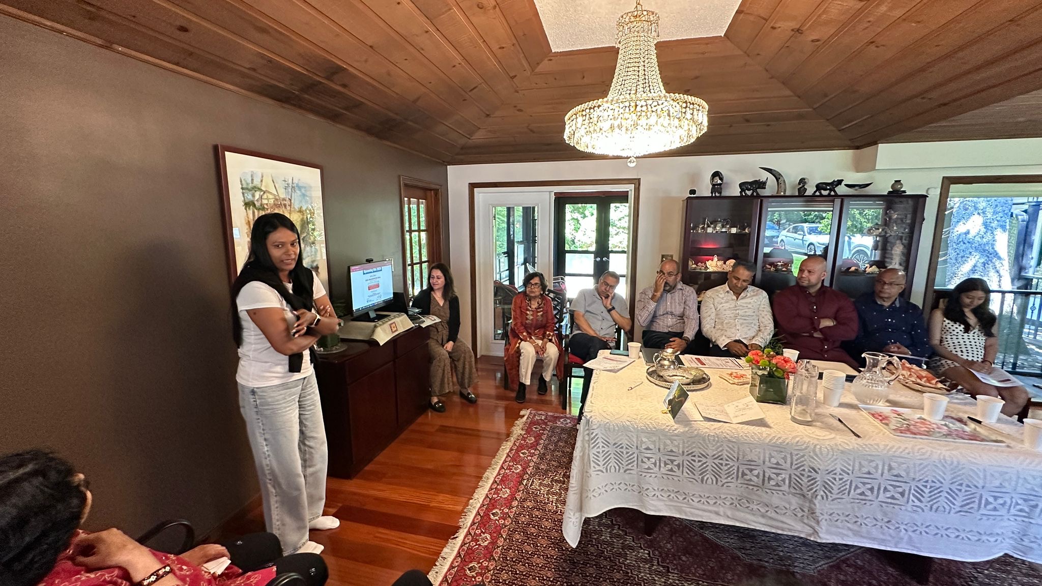 A volunteer presenting her report