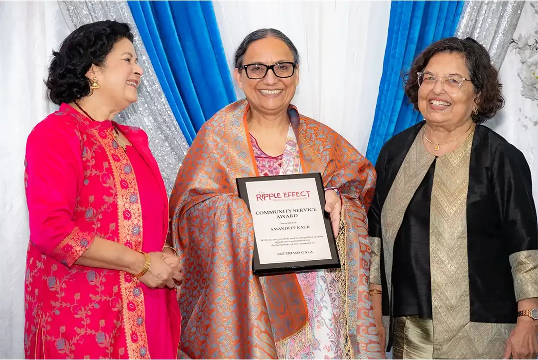 Amandeep Kaur receiving her award